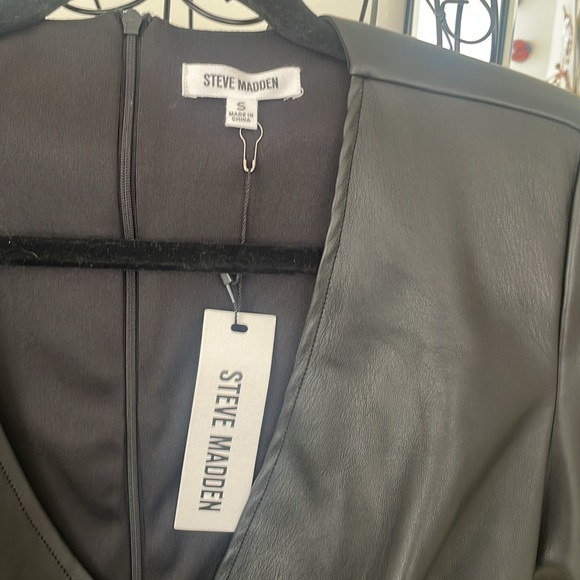 NWT STEVE MADDEN FAUX LEATHER BODYCON DRESS - Picture 7 of 9